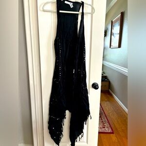 Black bathing suit cover up with bling and embroidery. One‎ size fits all.
